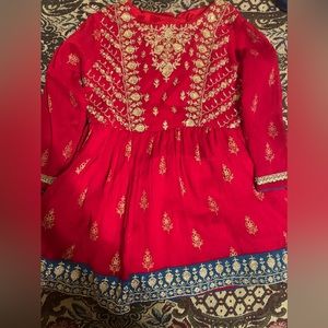 Red blue pakistani palazo